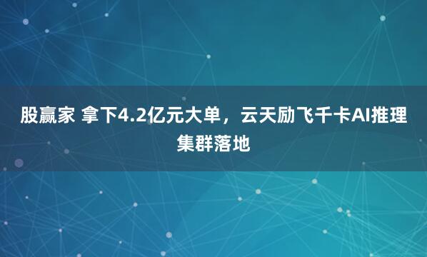 股赢家 拿下4.2亿元大单，云天励飞千卡AI推理集群落地