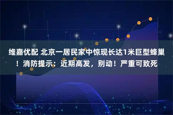 维嘉优配 北京一居民家中惊现长达1米巨型蜂巢！消防提示：近期高发，别动！严重可致死