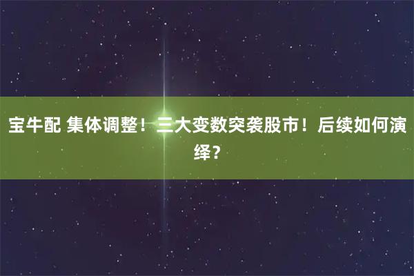 宝牛配 集体调整！三大变数突袭股市！后续如何演绎？
